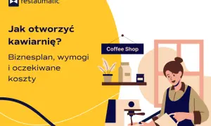 Jak otworzyć kawiarnię? Biznesplan, wymogi i oczekiwane miesięczne koszty prowadzenia kawiarni. Ilustracja przedstawia baristkę przygotowującą kawę.
